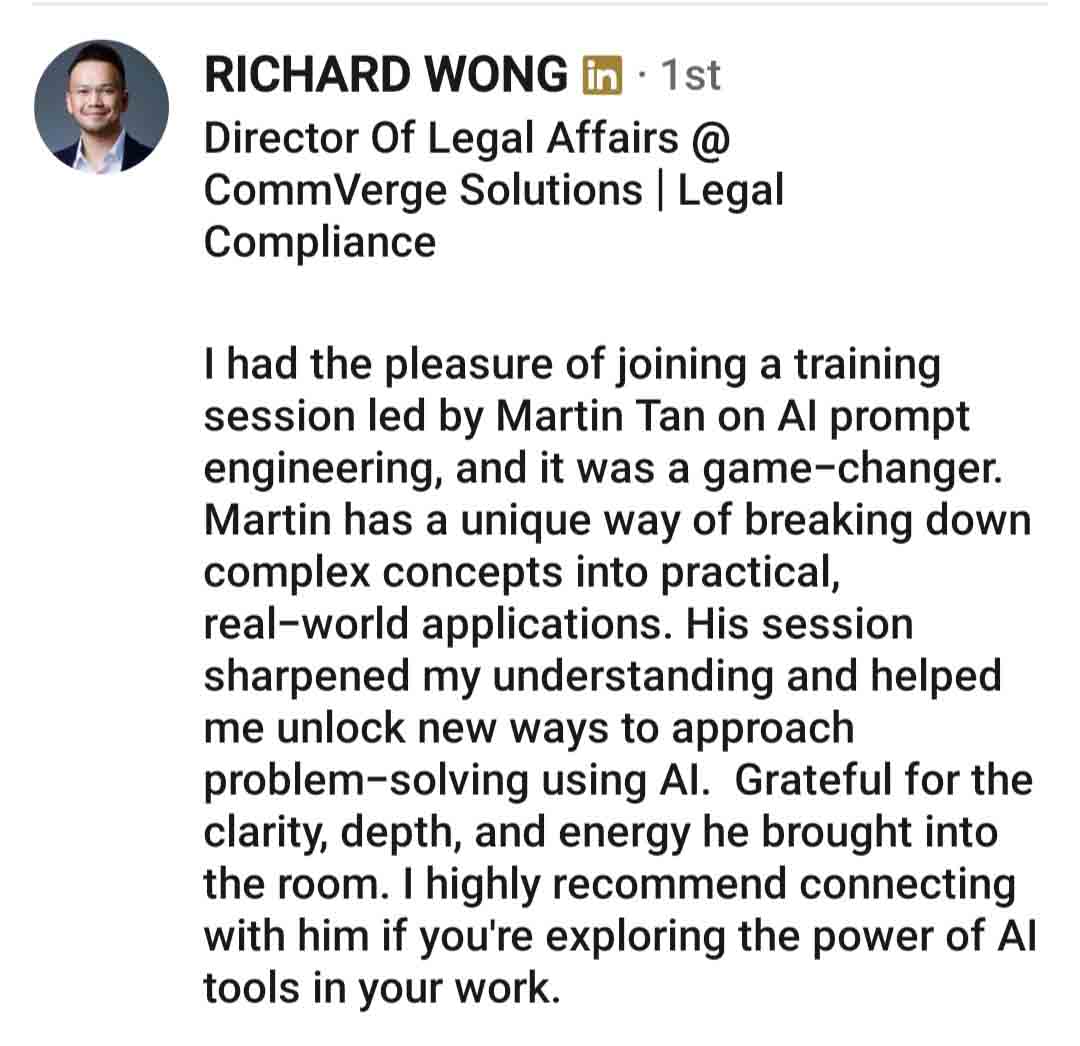 3 GreenoNetics ChatGPT Co-Pilot DeepSeek Claude AI CommVerge Solutions Client Testimonial Richard Wong