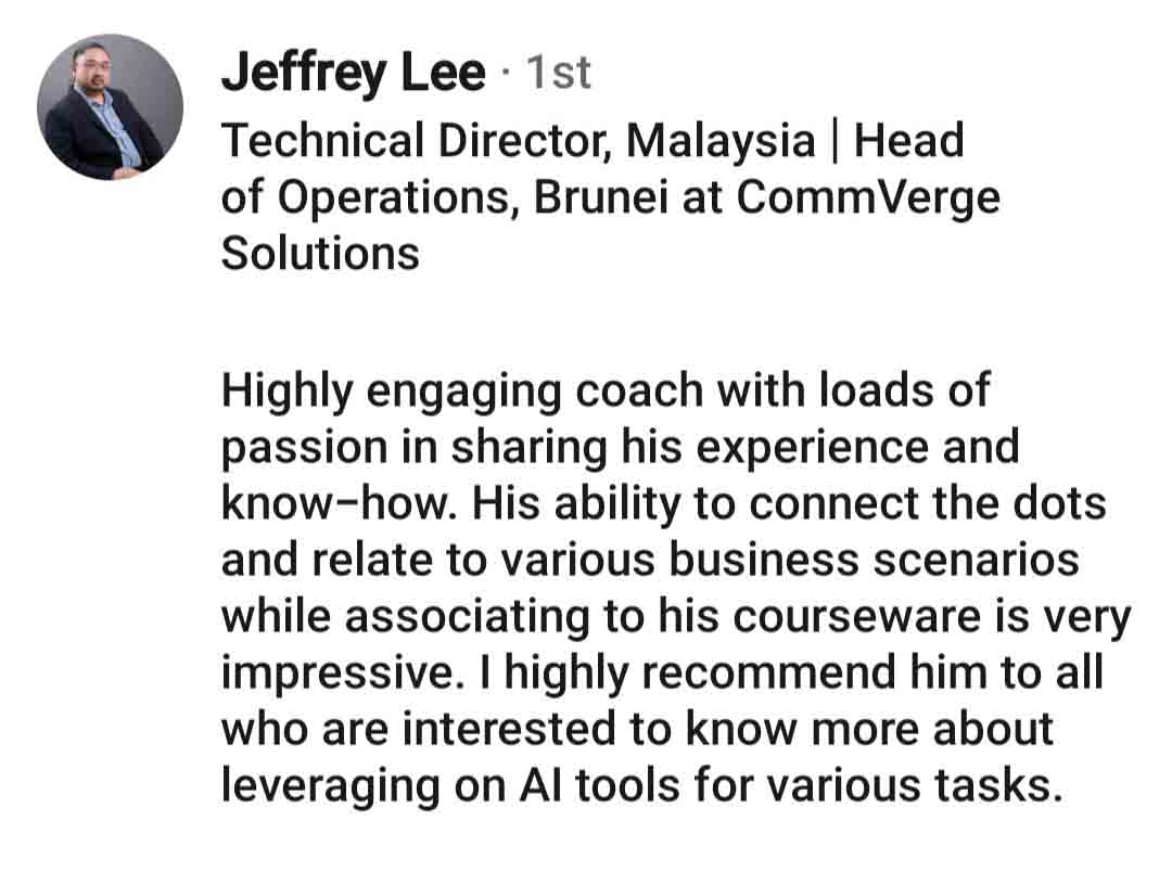 7 GreenoNetics ChatGPT Co-Pilot DeepSeek Claude AI CommVerge Solutions Client Testimonial Jeffrey Lee